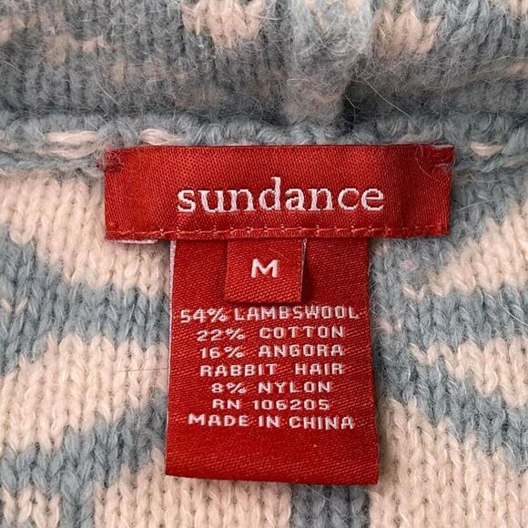 Sundance women's Snowflake Sweatshirt Hoodie Size M Blue Isle Knit Cardigan - Picture 10 of 11